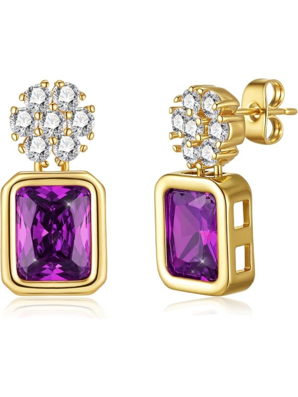Elegant Square Crystal Drop Stud Earrings for Women - Sparkling Fashion Jewelry